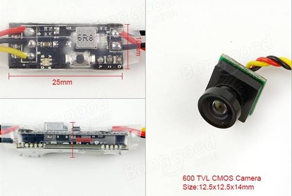 Kingkong Q25-Mini 5.8G 25MW 16CH VTX 600TVL CMOS 1/4 Micro FPV Camera  