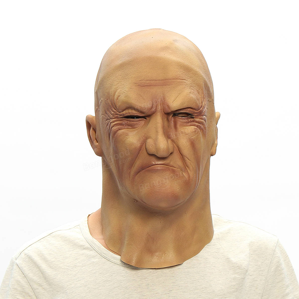 Realistic Old Man Mask Disguise Halloween Fancy Bruiser Latex Party ...
