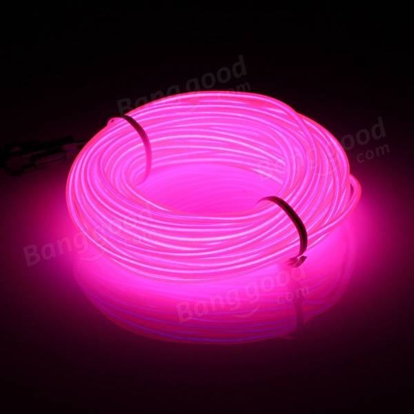 MASUNN 20M EL Led Flexible Soft Tube Wire Neon Glow Car Rope Strip Light Xmas Decor DC 12V-Pink 