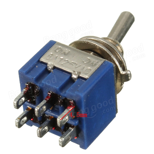Double Pole Double Throw DPDT 2 Way Mini Toggle Switch 6 PIN ONON 6A 125V Sale